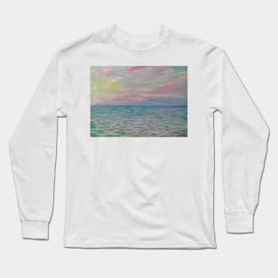 Coucher De Soleil A Pourville, Pleine Mer by Claude Monet Long Sleeve T-Shirt